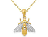 14K Yellow Gold Bee Charm Pendant Necklace and Chain